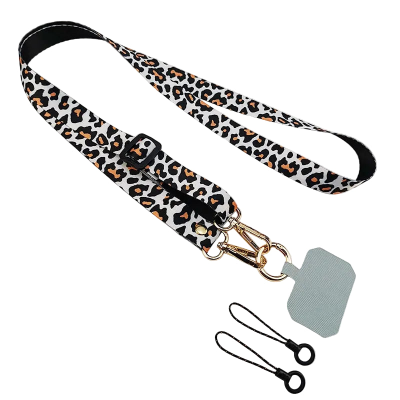 Tejesa Leopard Print Crossbody Cell Phone Lanyard Strap Neck Cord Mobile phone Lanyards Chain With Universal Gasket for All Phone Case