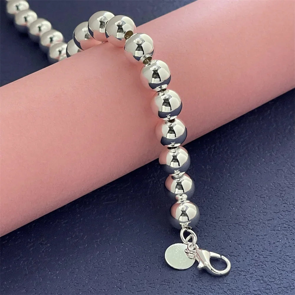 925 Sterling Silver Bracelet Chain 8MM Buddha Beads Fashion Design Products Exquisite Jewelry High Quality Women Wedding