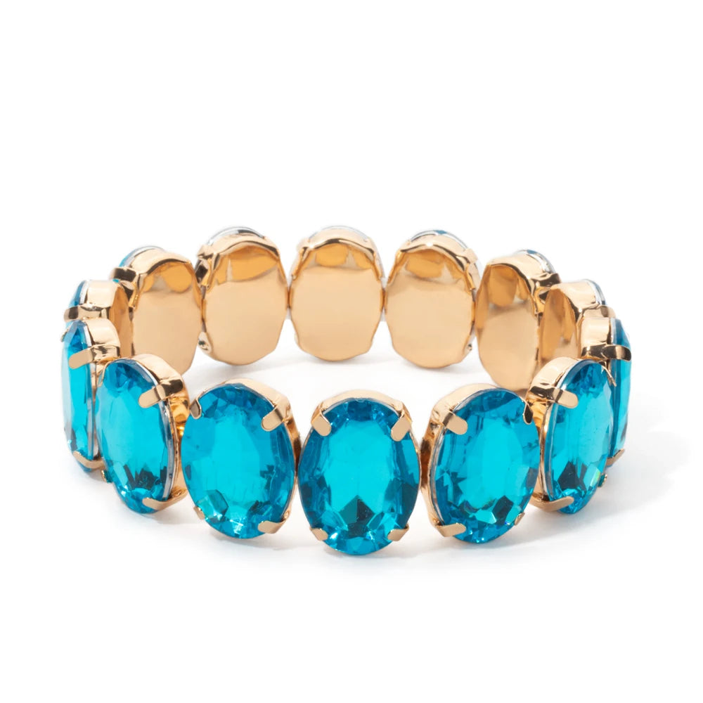 Tejesa Zirconia Bangle For Women Gold Color Copper Crystal Bracelets Elastic Hand Accessory