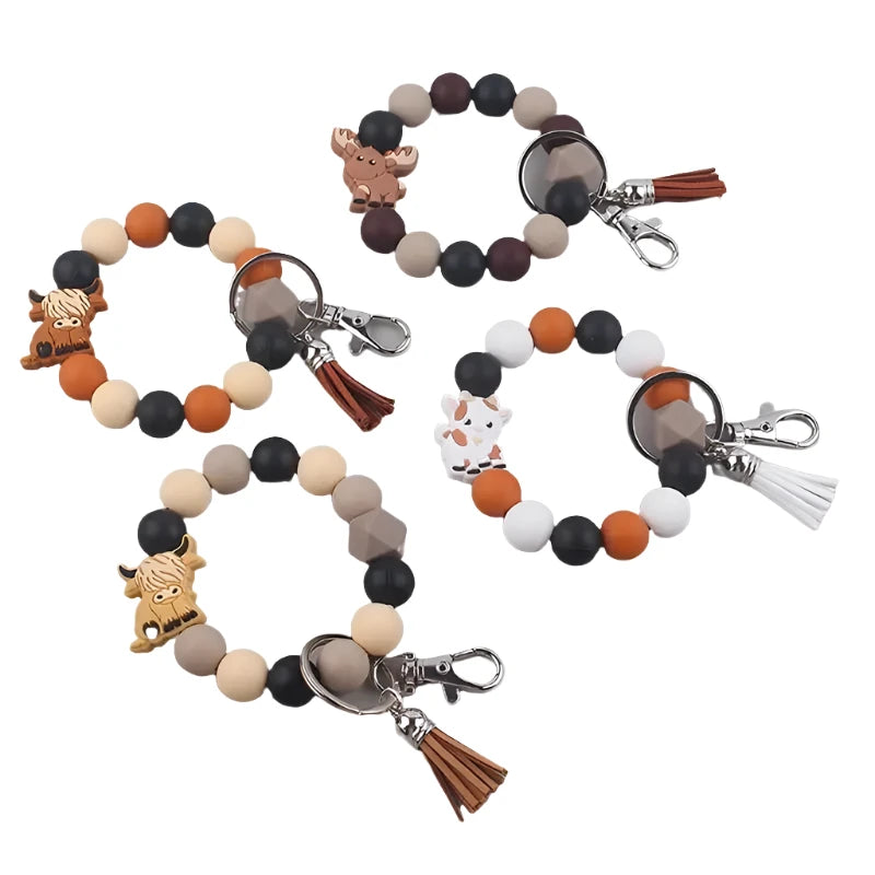 Hemasa Siliocne Bull Handmade Beads Bracelet Keyrings / Car Key /Accessories Bag Pendant