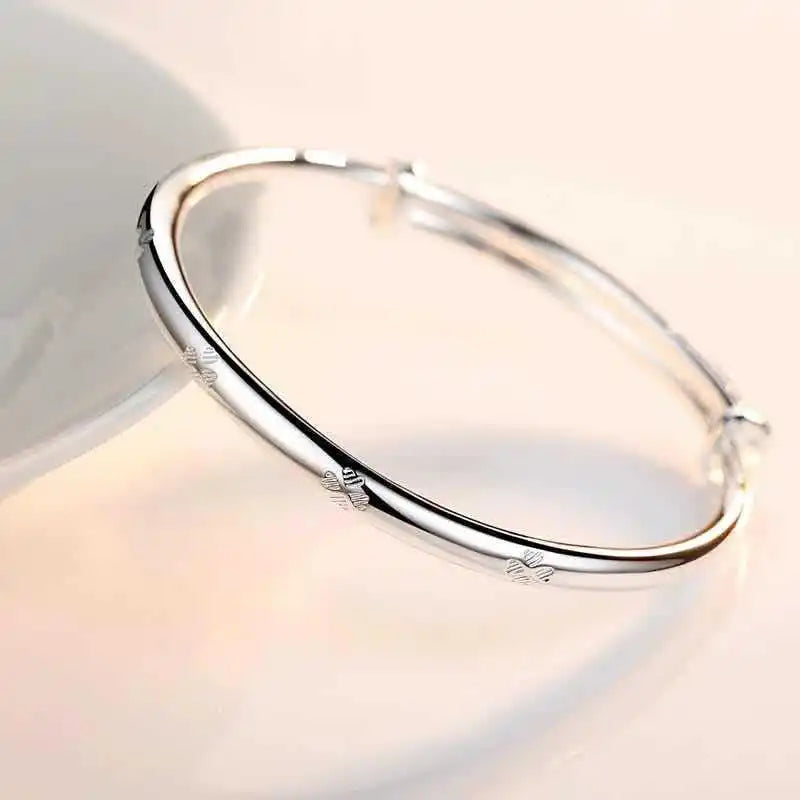 New 925 sterling silver romantic Lucky Clover bracelets Bangles for women fashion party wedding jewelry Adjustable Holiday gifts