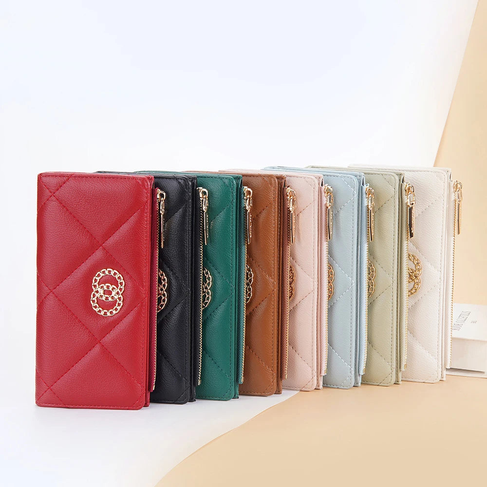 Hemasa Women's Long Wallet Pu Leather Multi Slots Card Holder Large Capacity Zipper Coin Purse Phone Clutch Red White Wallets for Women