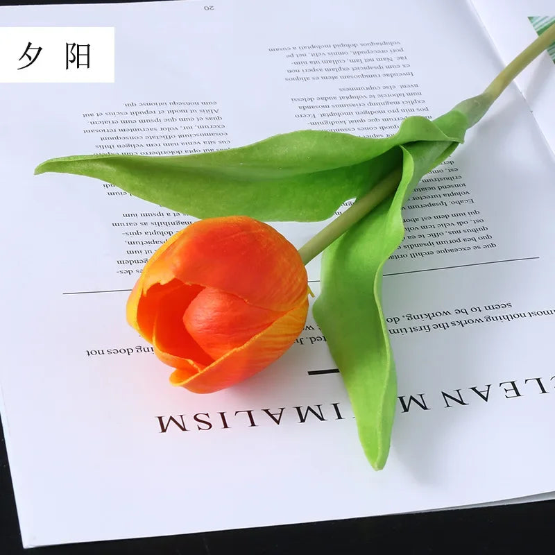 10Pcs PU Big Tulip Artificial Flowers Wedding Decoration Fake Flowers Tulips Bridal Bouquet Indoor Home Party Flower Arrangement