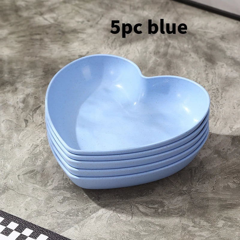 5pcs Love plate Home table bone spitting plate Snack plate Dessert plate Reusable plastic plate