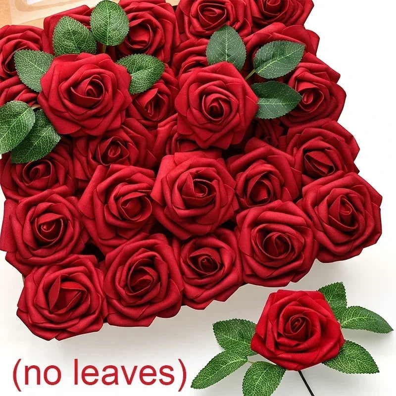 5-60pcs Artificial PE Foam Rose Flower Heads Bride Bouquet Flower for Home Wedding Party Table Decoration DIY Scrapbook Supplies