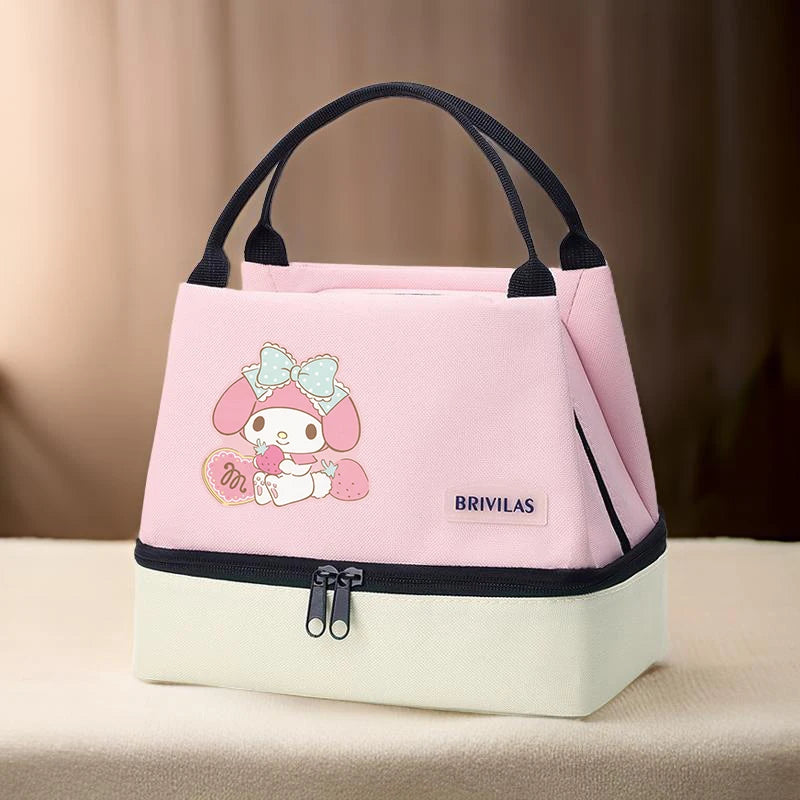 1pc Cinnamoroll & My Melody Lunch Bag, Reusable Fashionable Portable Preppy Style Insulated Cooler Tote Office, School, Beach