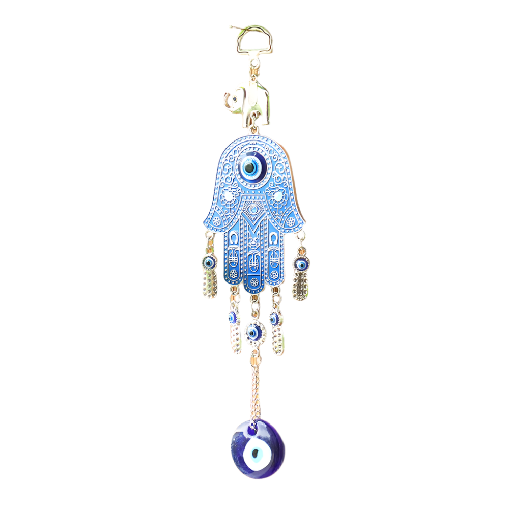 Hemasa Turkish Blue Evil Eye Home Decor Hamsa Hand Moon Elephant Amulet Wall Hanging Ornament Evil Eye Protection Room Decoration Gift