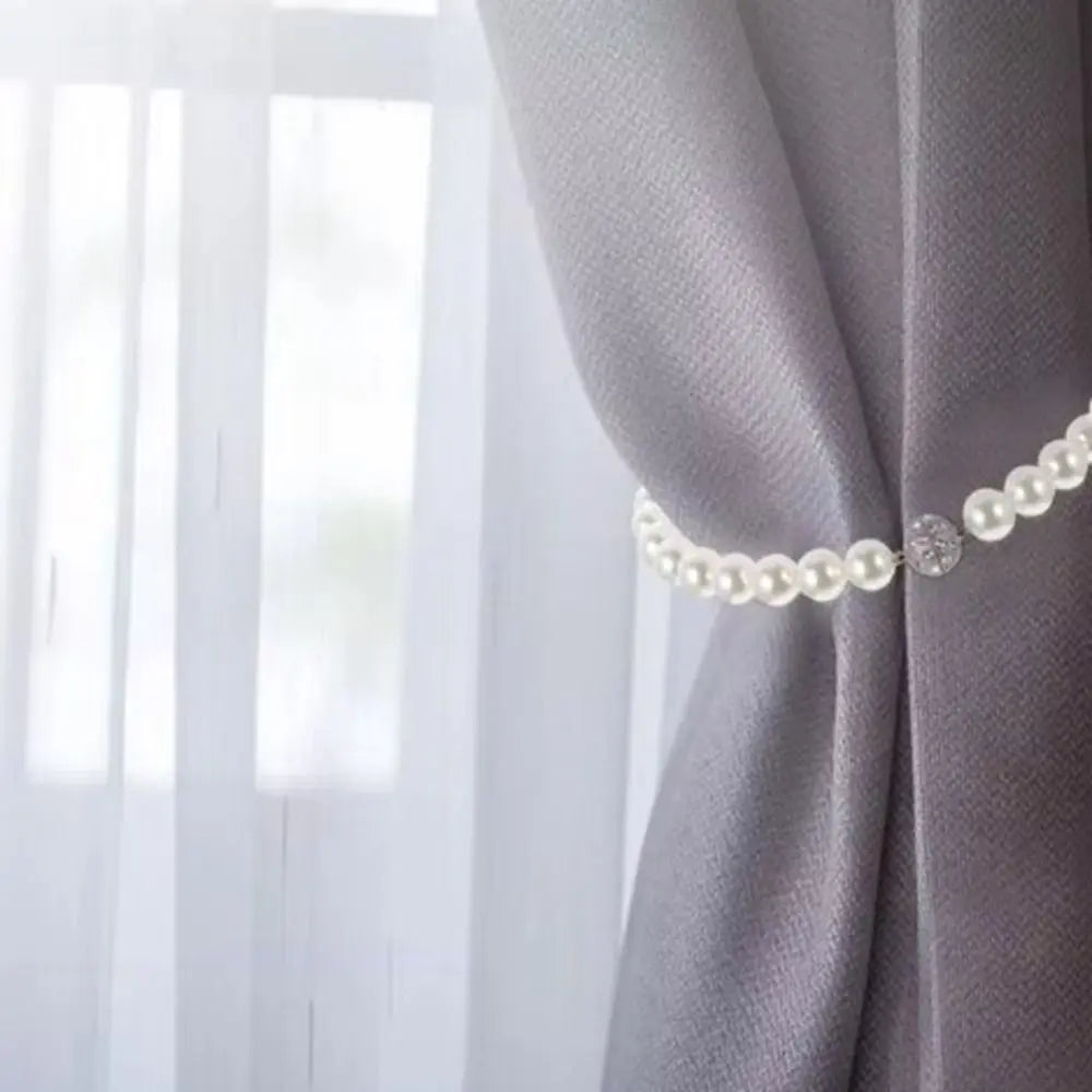 Punch-free Pearl Curtain Magnetic Buckle Europe Style Easy to Use Pearl Curtain Tieback Elegant Magnetic Curtain Strap