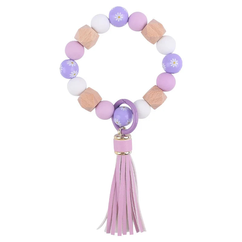 Hemasa Silicone Round Beads  Coloured  Keychain /Women Wristlet Bracelet Keyring