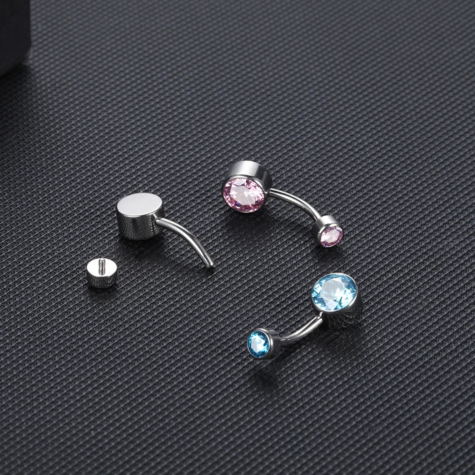 1PC G23 Titanium Belly Button Ring Opal Crystal Navel Nombril Piercing 11mm Barbell Ring For Women Body Piercing Jewelry 14G
