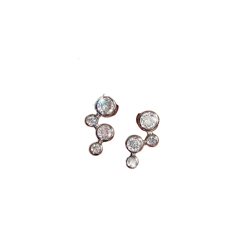 Tejesa Huitan Simple Versatile Women's Cubic Zirconia Stud Earrings Silver Color High Quality Ear Accessory Daily Wear Wedding Jewelry