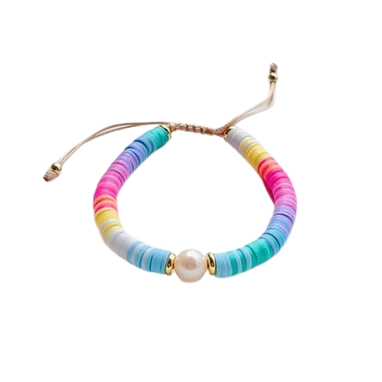 Hemasa Rainbow Heishi Disc Bracelet Natural Pearl Bracelets for Girl Women
