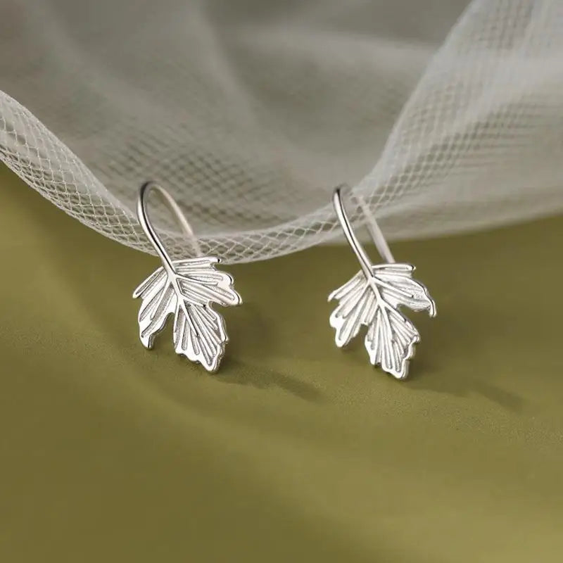 Tejesa 925 Sterling Silver Geometric Charming Exquisite Leaf Hook Stud Earrings for Women Fine Jewelry High Luxury Vintage Accessories