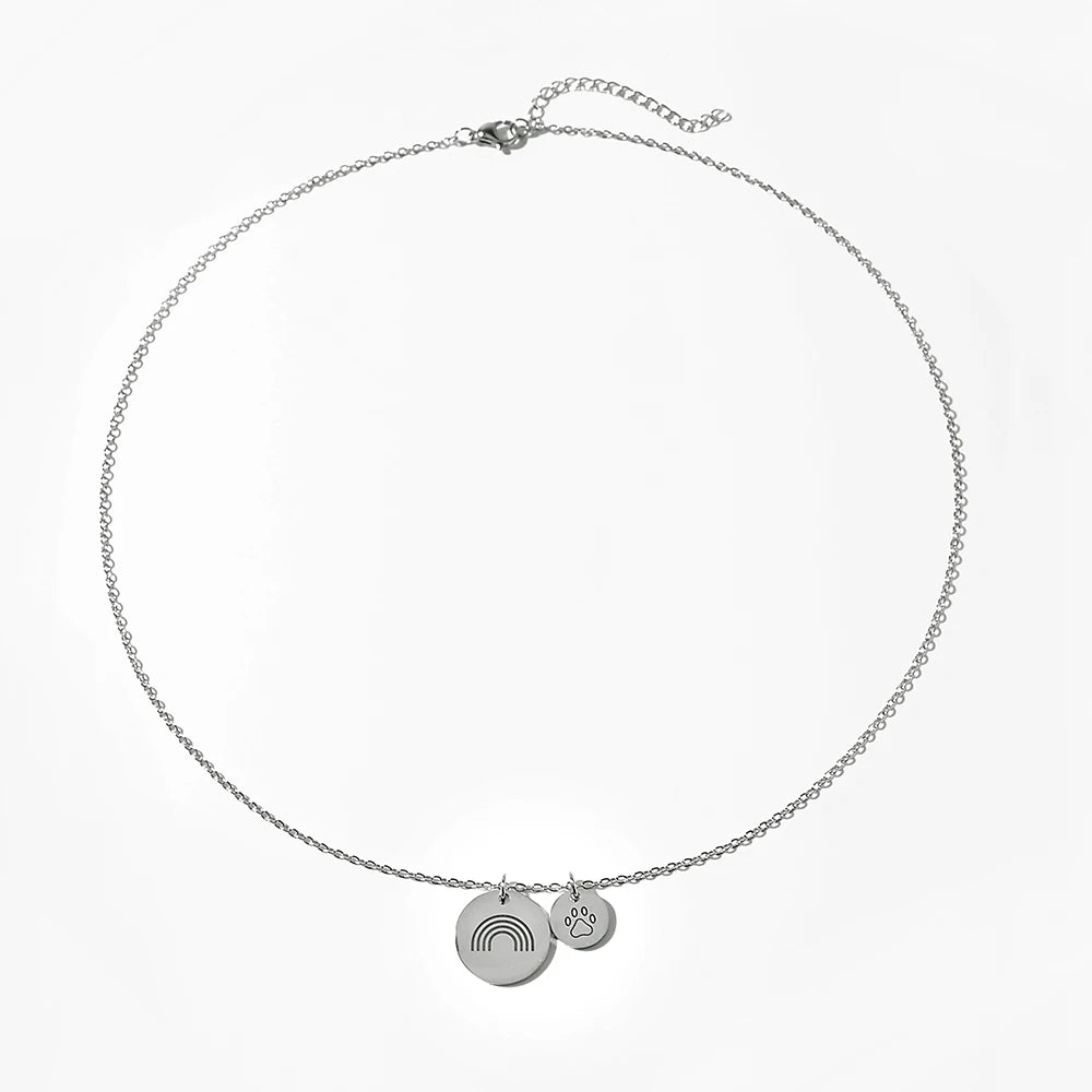 New Design Dog Paw Print Dainty Cat Stainless Steel Necklace Rainbow Bridge Poem Charm Pendant For Women Girls Jewelry Gift
