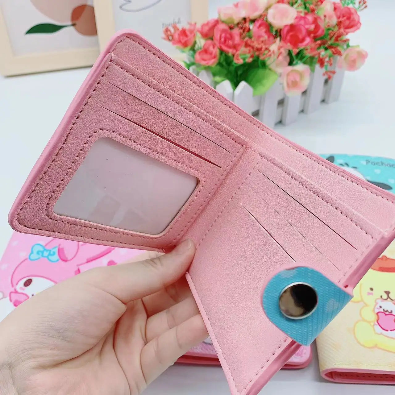 New Sanrio PU Cartoons Women's Wallet Hello Kitty Kulomi Melody Cinnamoroll Portable ID Card Holders Coin Purse Cute Girls Gifts