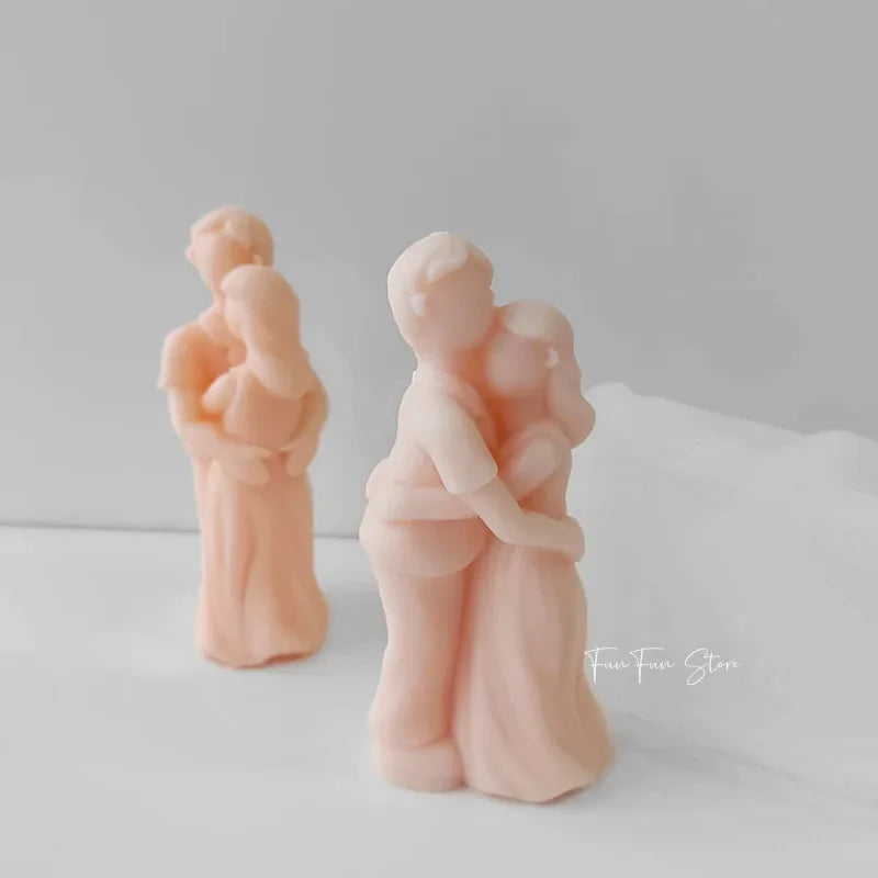 Boys and Girls Hugging Candle Silicone Mold Body Hugging Plaster Drops Glue Artwork Making Tools Valentine's Day Gift Home Decor