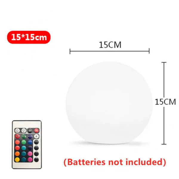 25/20/15/10cm LED Luminous Round Ball Lamp Battery Powered Remote 16 Color Garden Landscape Lawn Home Bedroom Decor Night Lights