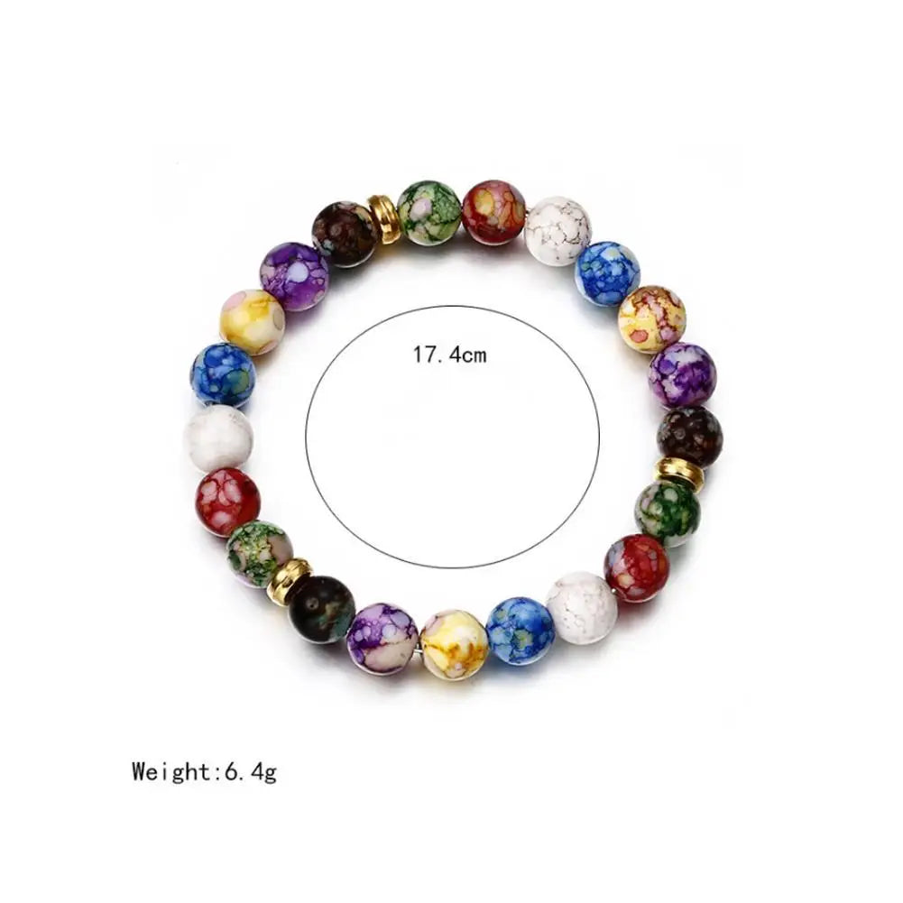 7 Chakra Bracelet For Women Men Natural Tiger Eye Stone Lava Onyx Agates Beads Bracelet Turkish Hand Of Fatima Jewelry