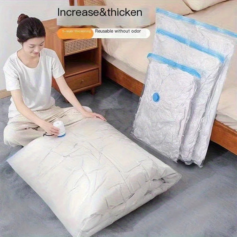 Tejesa 4pcs space saving vacuum storage bag with hand pump - oversized compressed clothing, blankets, bedding bags - travel storage