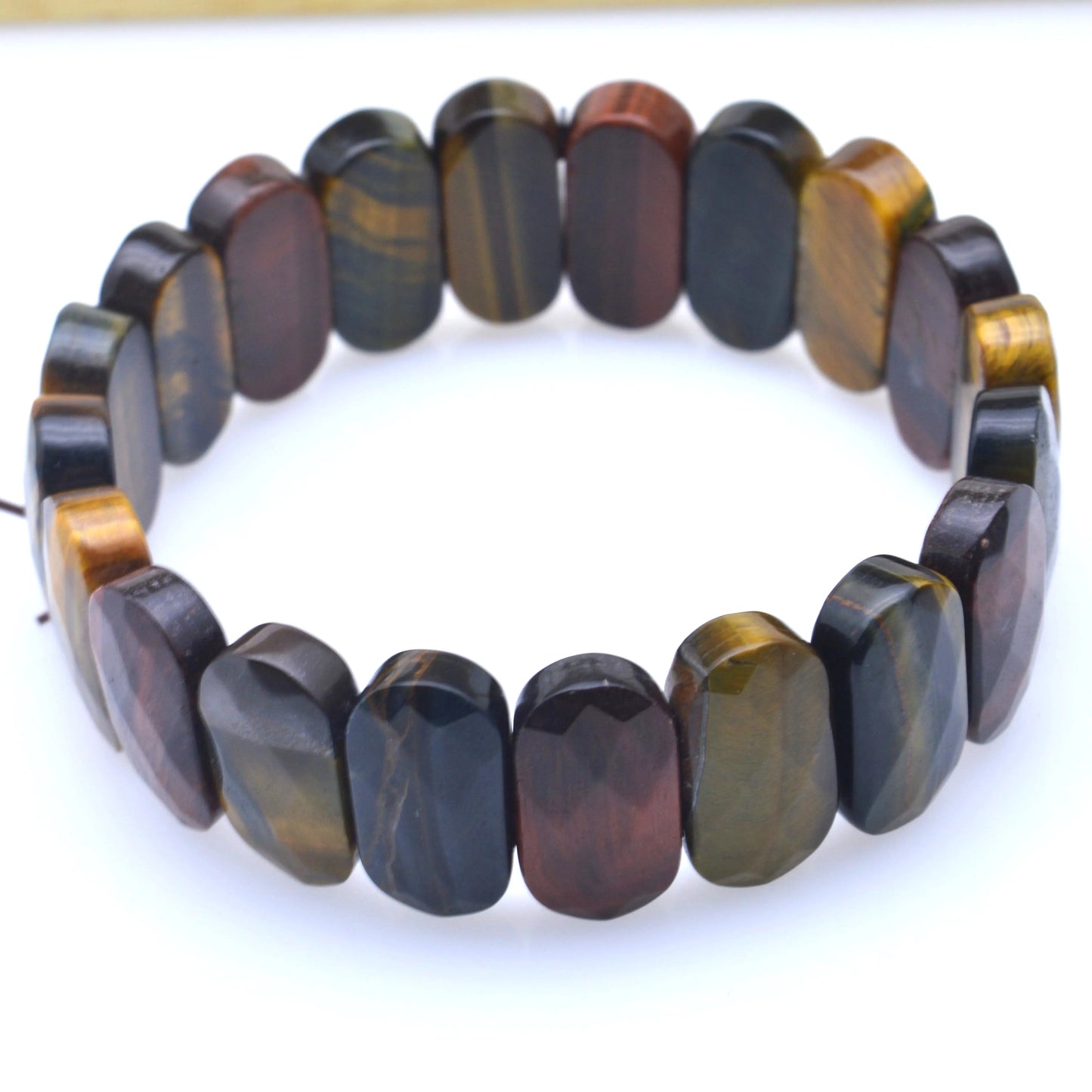 Natural 10x14mm Oval Shape Faceted Elastic Cord Stone Agates Turquoise Obsidian Amethyst Bracelets Bangles Femme for Women