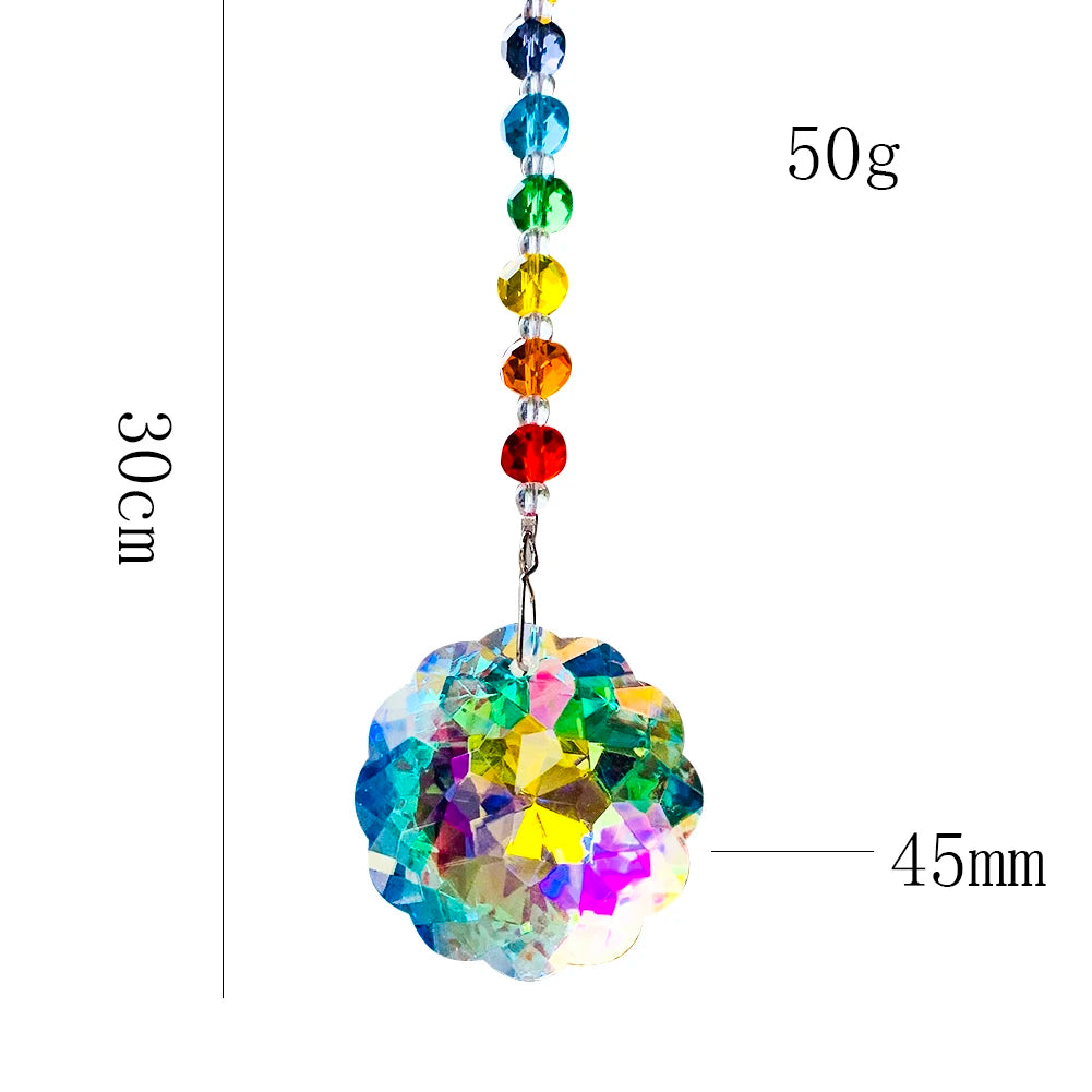 Mandala Chakras Rainbow Crystal Prism Garland Suncatcher Glass Art Faceted Crystals Chandelier Pendant Home Garden Hanging Decor
