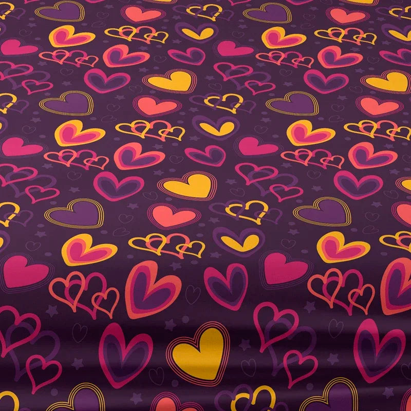 1pc Ring Heart Cover Pattern Brushed Fitted Sheet, Bedroom Printed Bedspread, Bedding (not include pillowcase)