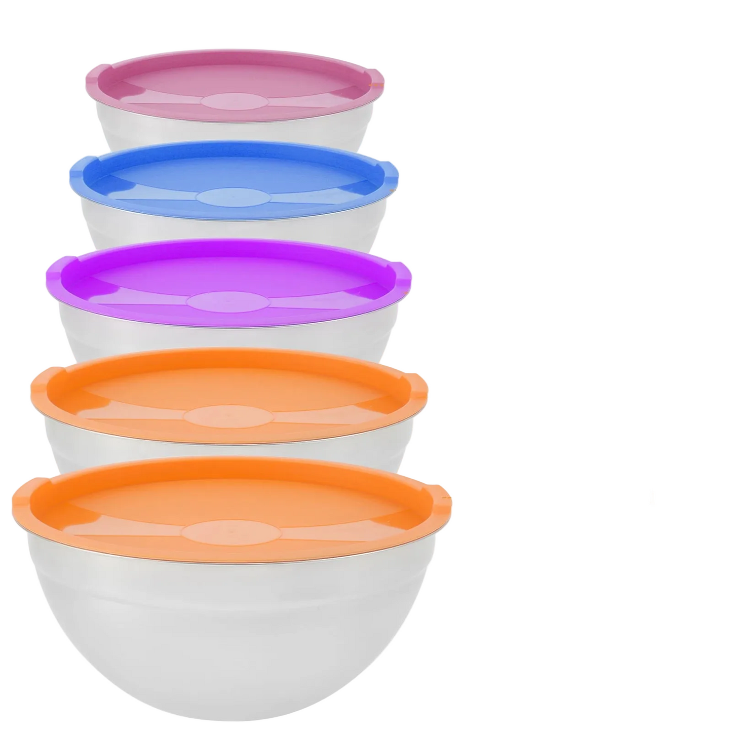 Tejesa 5pcs Fruit Salad Bowl Stainless Steel Ramen Bowl with Lid Mixing Bowls with Grater for Kitchen Outdoor BBQ Food Plate Fresh Bowl