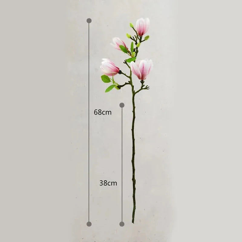 Magnolia Artificial Flowers Simulation Magnolia Fake Flowers DIY Wedding Decoration Home Bouquet Faux Flowers Branch