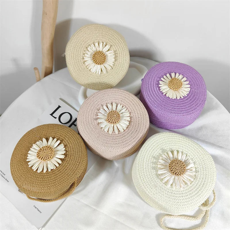 Summer Round Crossbody Shoulder Bag Women Woven Beach Bag For Ladies Rattan Handmade Knitted Small Straw Purse And Handbag Bolsa