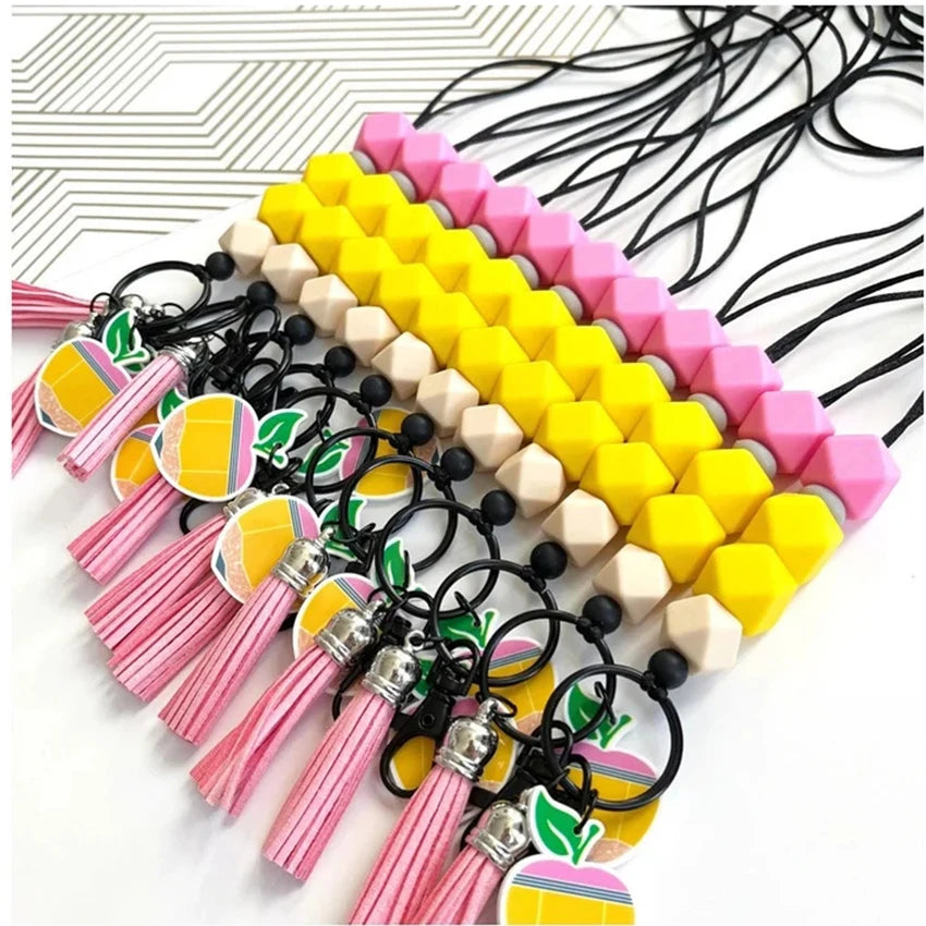 Silicone Beads Lanyards for ID Badges and Keys /Teacher Lanyards for Women