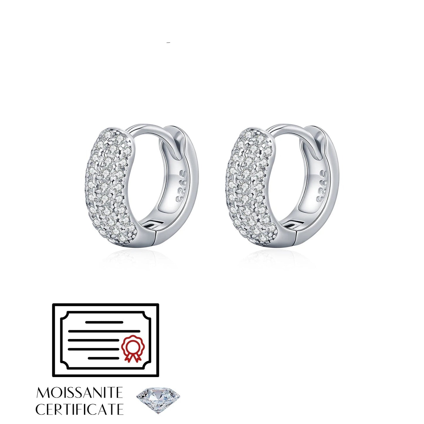 Tejesa D Color Sparkling Moissanite Ear Buckle 925 Sterling Silver Luxury Circle Hoop Earrings For Women Wedding Fine Jewelry