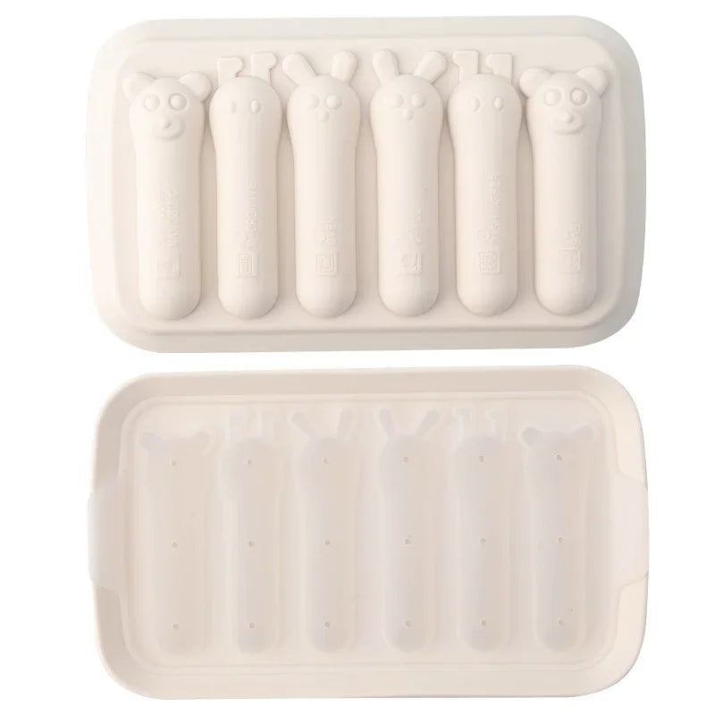 Hemasa 2 Pcs Sausage Maker Mould 6 Grids /Silicone Hot Dog Making Moulds With Lid