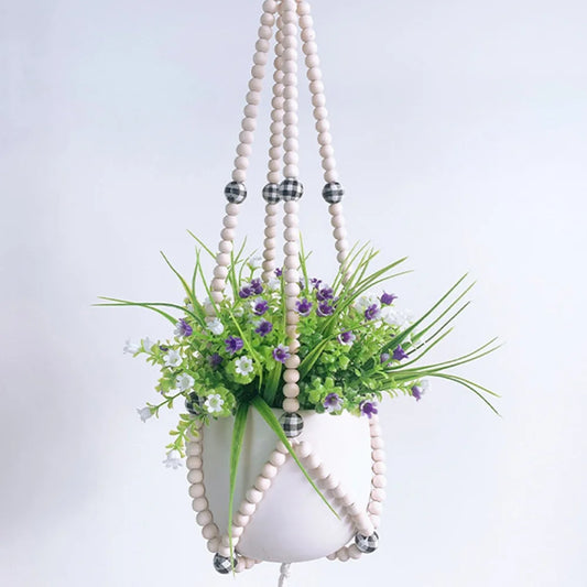 INS Nordic Natural Wooden Outdoor Hanging Flower Pot Tassel Plants Flower Holders for Wall Door Hotel Decorative Flower Pots