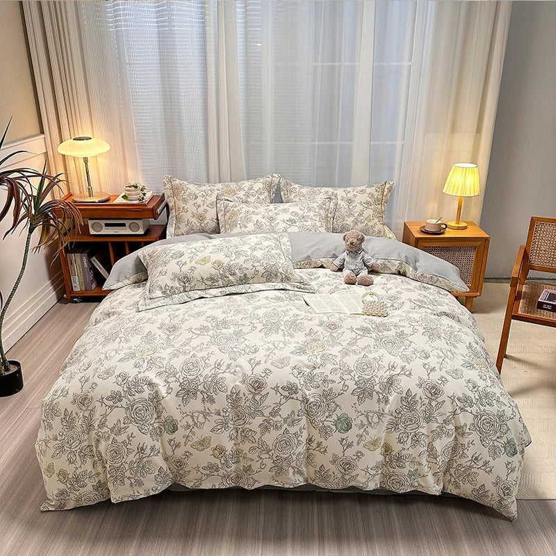 Hemasa 100% Cotton Duvet Cover Zipper Closure Bedding Brushed Quilt Cover