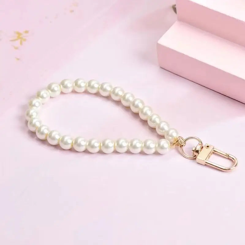 Retro Pearl Keychains For Women Keyring Car Bag Backpack Decor Charm Simple Wristlet Phone Bead Key Chain Cute DIY Pendant Decor