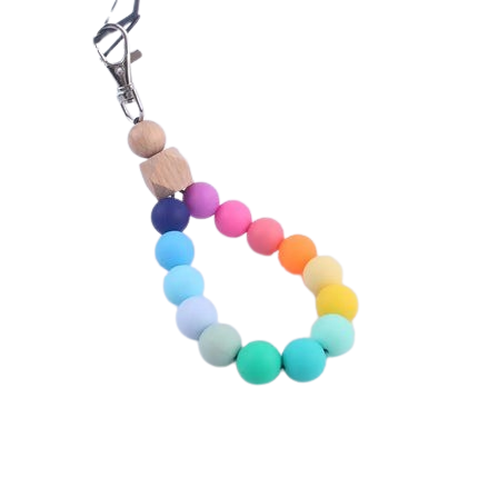 Hemasa Silicone Round Beads Keychain Wristlet Bracelet Keyring For Women /Car Bag Key Chain Jewelry