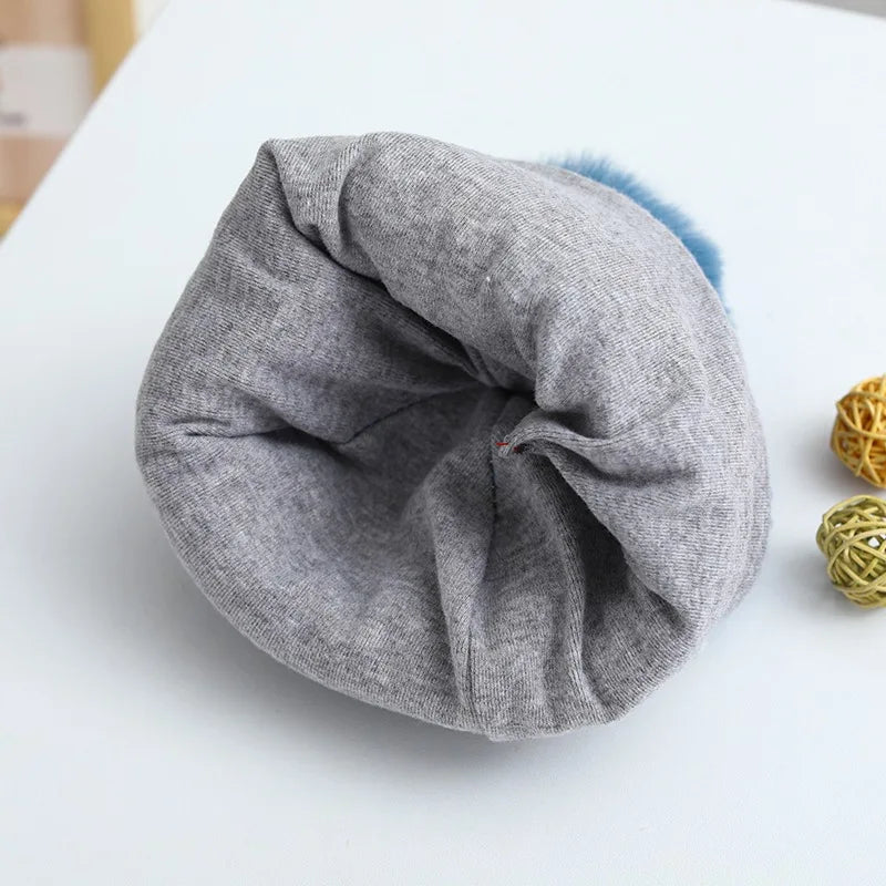Autumn Winter Baby Pompom Pullover Hats Cute Cartoon Boy Girl Warm Woolen Knit Beanies Outdoor Thick Anti-Cold Toddler Bonnets