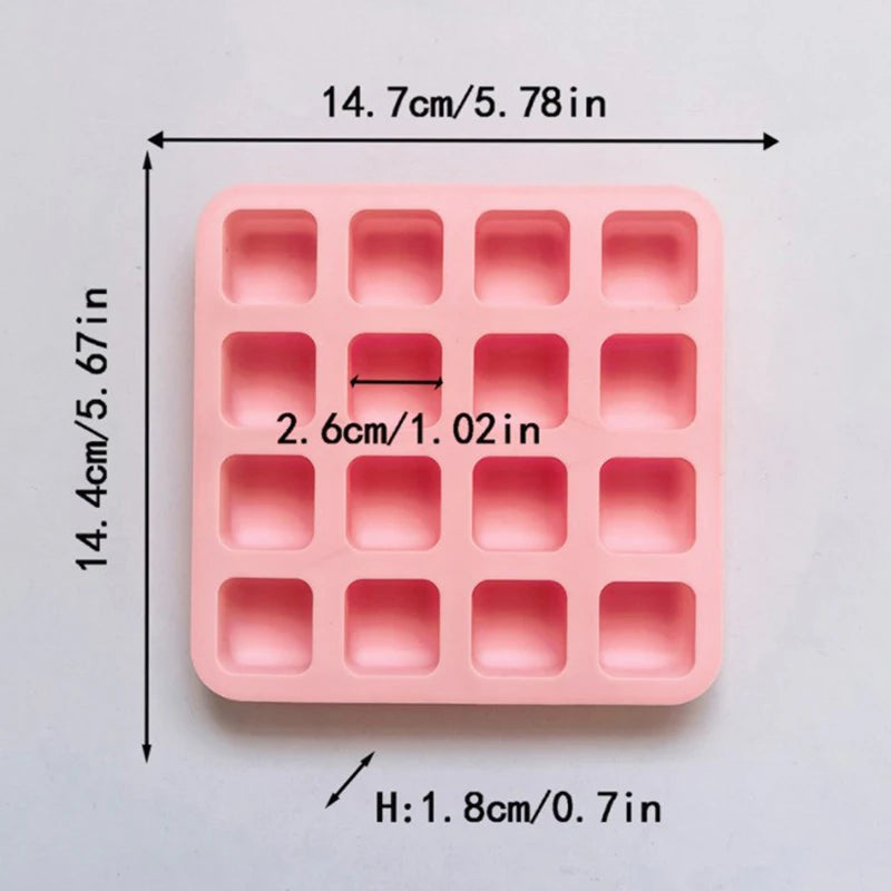 Hemasa 16-Hole Square Chocolate Mold/ Silicone Cake Pudding Dessert Mould