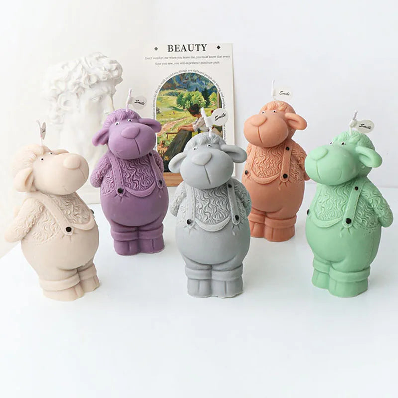 3D Overalls Sheep and Unicorn Candle for Home Decor