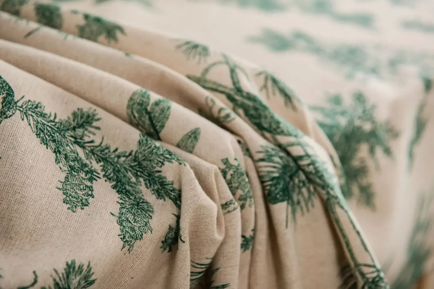Cotton Linen Printed Pine Rectangular Fitted Tablecloth for mantel mesa party wedding kitchen dining decor table met cover