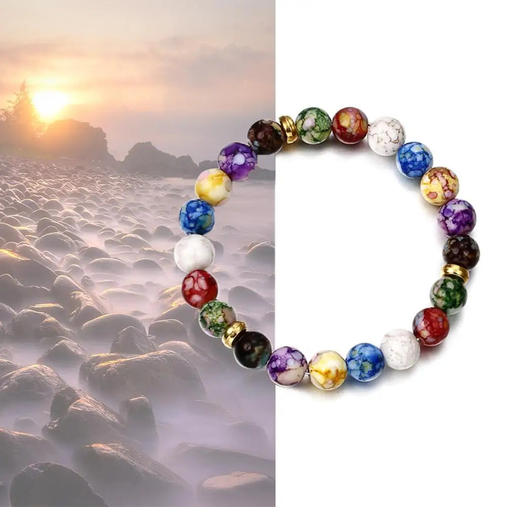 7 Chakra Bracelet For Women Men Natural Tiger Eye Stone Lava Onyx Agates Beads Bracelet Turkish Hand Of Fatima Jewelry