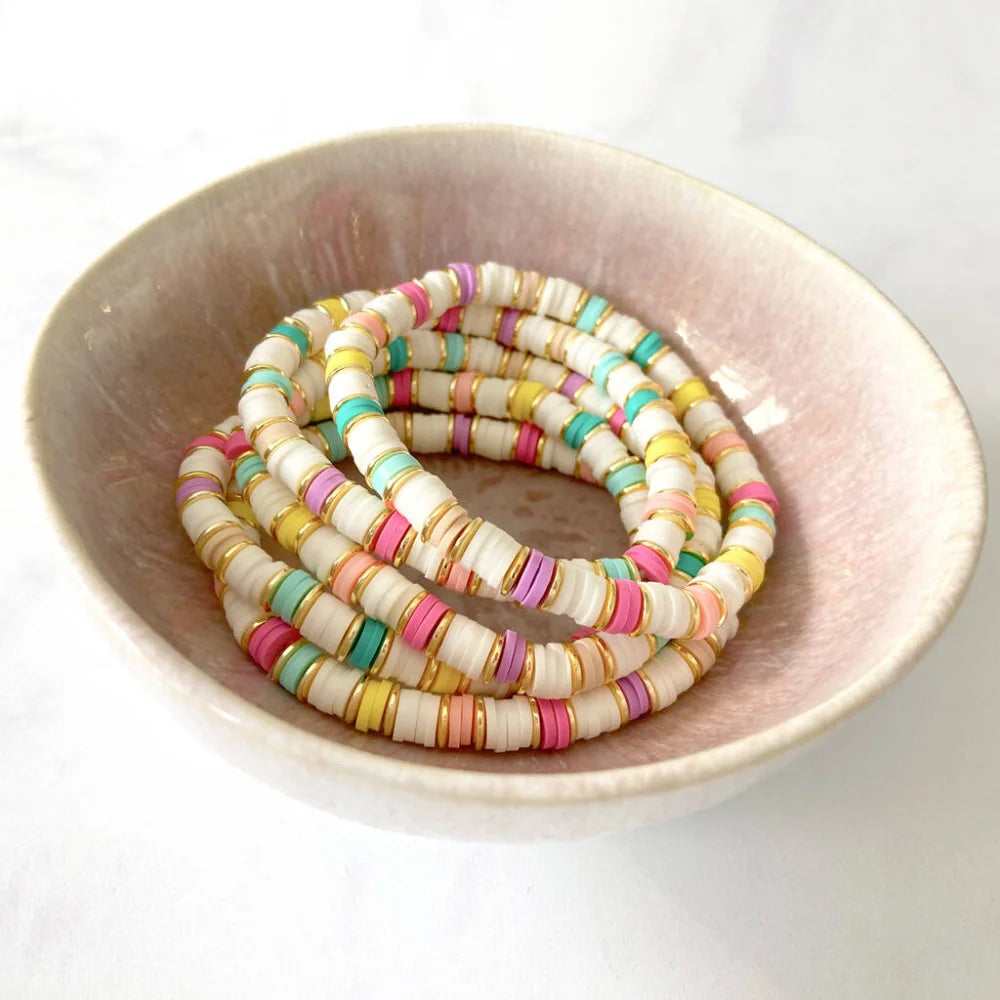 HERLOOK Summer Colorful Heishi Bracelets for Women Surf Stretch Bracelet Gold Plated Spaced Beads Pulseras Boho Jewelry