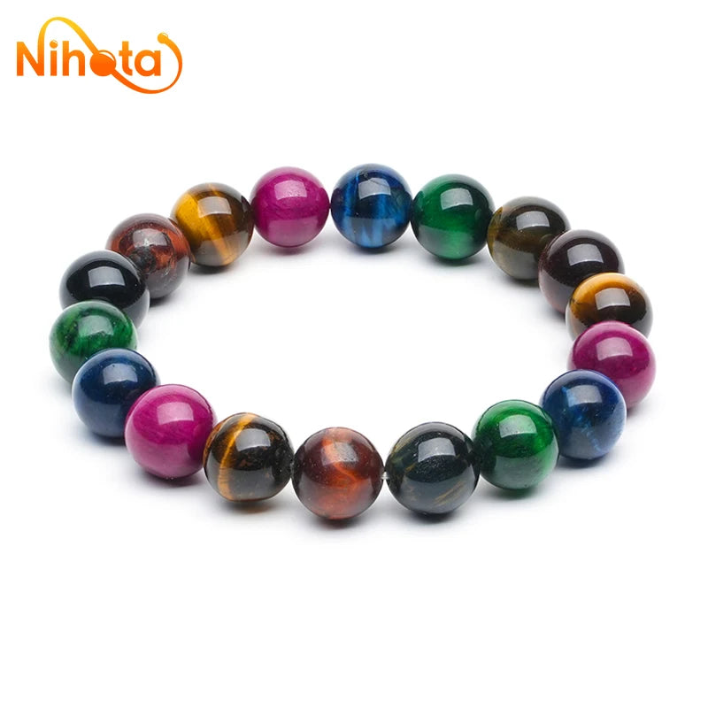 Mixed Color Tiger Eye acelet Charms Luxury Fine Jewelry Couple Personalized Beaded Bangle Bangles Yoga Meditation 6/8/10/12mm