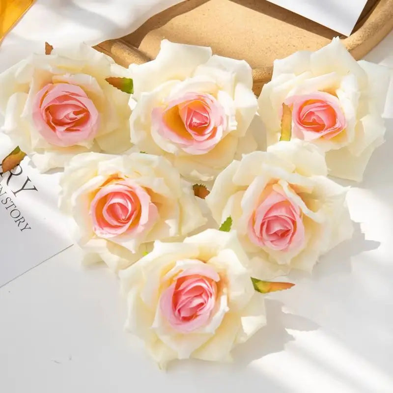 100PC 10CM Wholesale Artificial Flowers for Scrapbook Christmas Home Decor Wedding Garden Rose Arch Fake Silk Head Candy Box