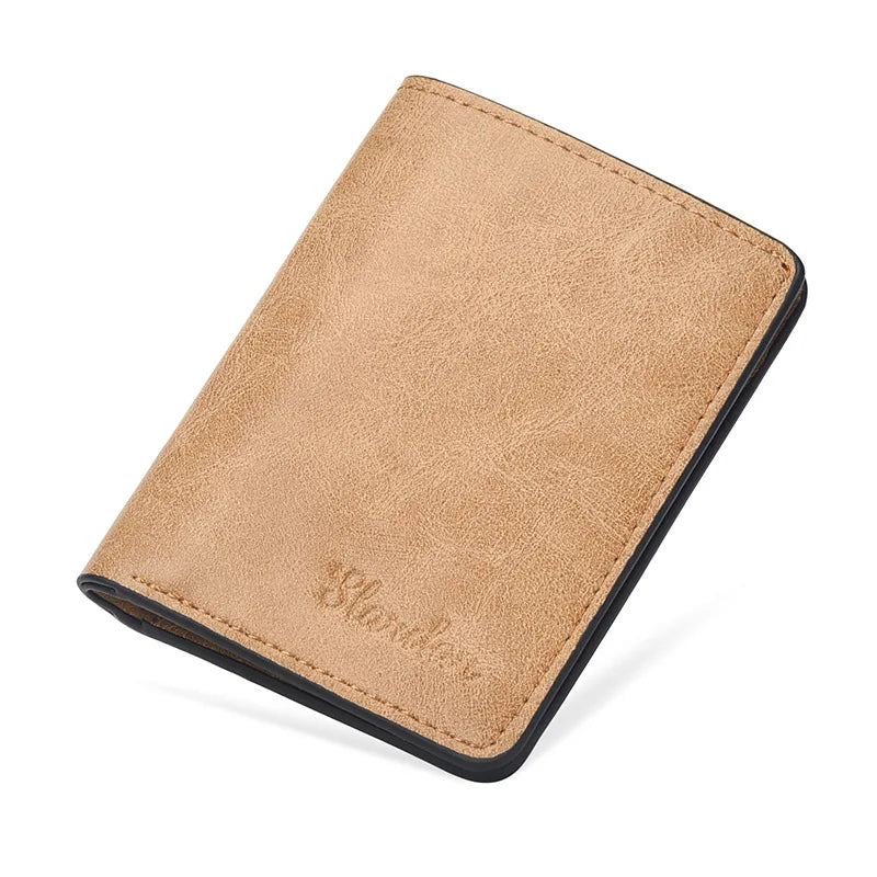 New Style Mini Thin Men Wallet Card Holder Purse Coin Pouch Card Holder Short Vertical PU Leather Wallet Change Money Pouch
