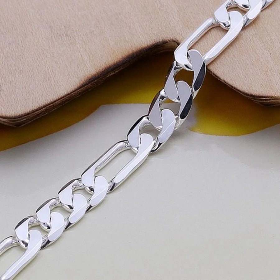 925 Sterling silver Bracelet 6mm chain Wedding nice gift solid for men women Jewelry fashion beautiful 20cm 8inch
