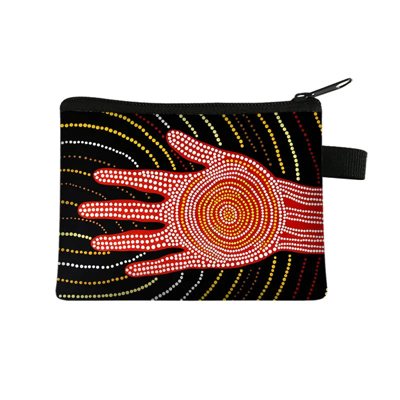 Australian Aboriginal Dot Print Coin Purse Indigenous Cultural Art Coin Bag Mystery Abstract Life Symbol Credit Card Purse Gift