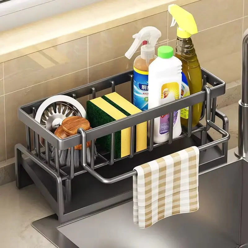 Hemasa Sink drain rack non-stainless steel sponge rack faucet storage soap rack towel rack shelf storage rack