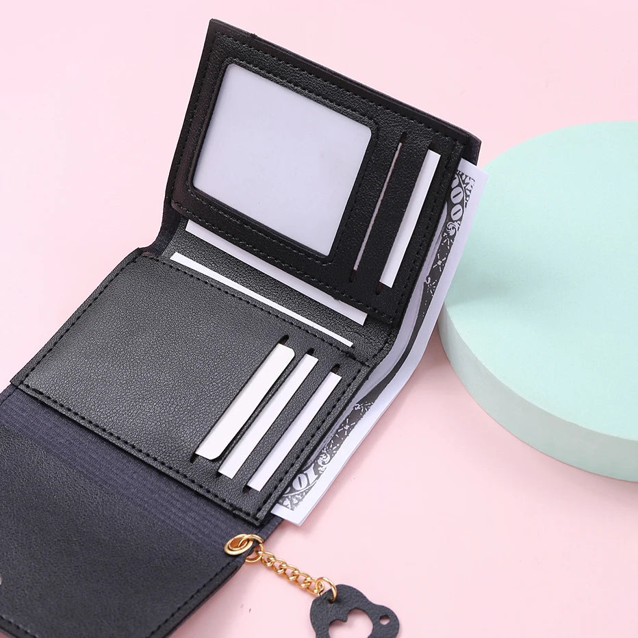 Hemasa Women's Cute Cat Wallet Female Small Short PU Leather Purse Ladies Card Holder Money Bag Hasp Creative Fashion Wallet Girls Gift