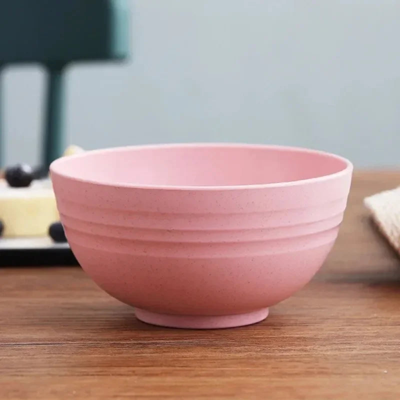 Hemasa Wheat Straw Anti-Fall Bowl Dinner Bowl Plastic Fiber Divided Dining Bowl Cartoon Snack Tray Breakfast Dishes Kitchen Tableware